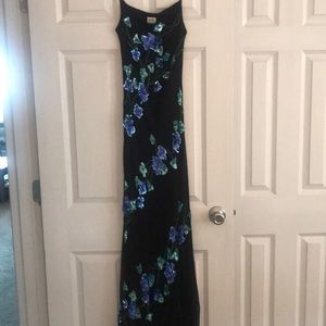 Long gown with sequin flowers